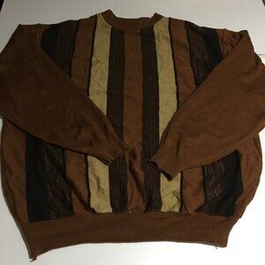 Bagazio Sweater Mens 3XL Striped Pullover Brown Coogi Style